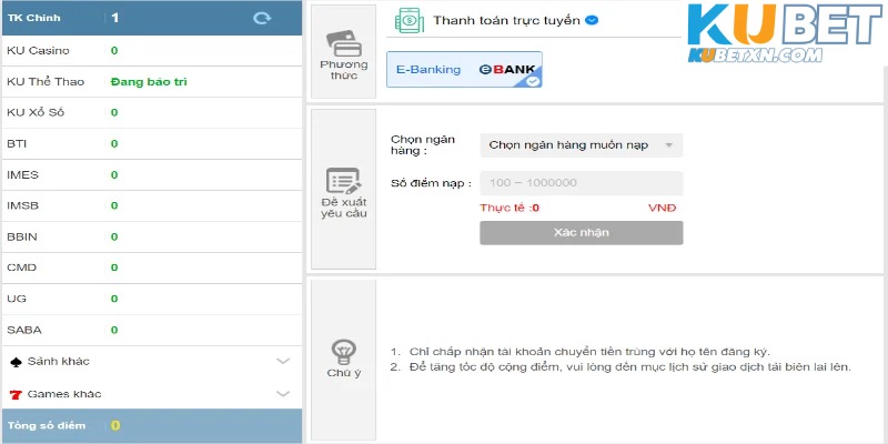 Game thủ cập nhật đầy đủ thông tin thủ tục nạp tiền Kubet